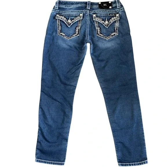 Miss Me Signature Ankle Skinny Jeans 29 Bling Pocket Mid Rise Stretch Y2K - Picture 2 of 10